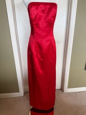 Vintage Jessica McClintock Gunne Sax Red Strapless Formal Gown Size 11